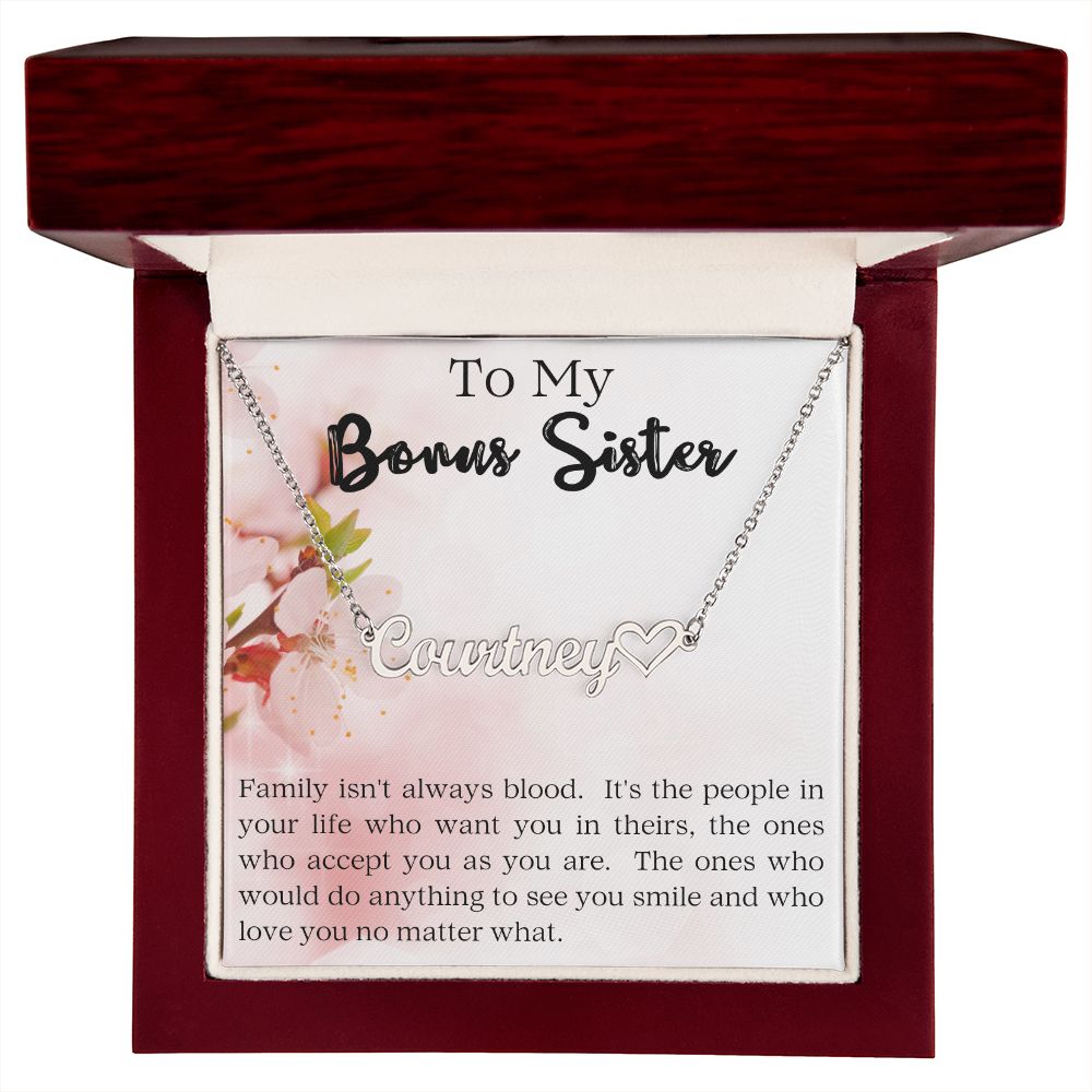 Heart Name Necklace - To My Bonus Sister