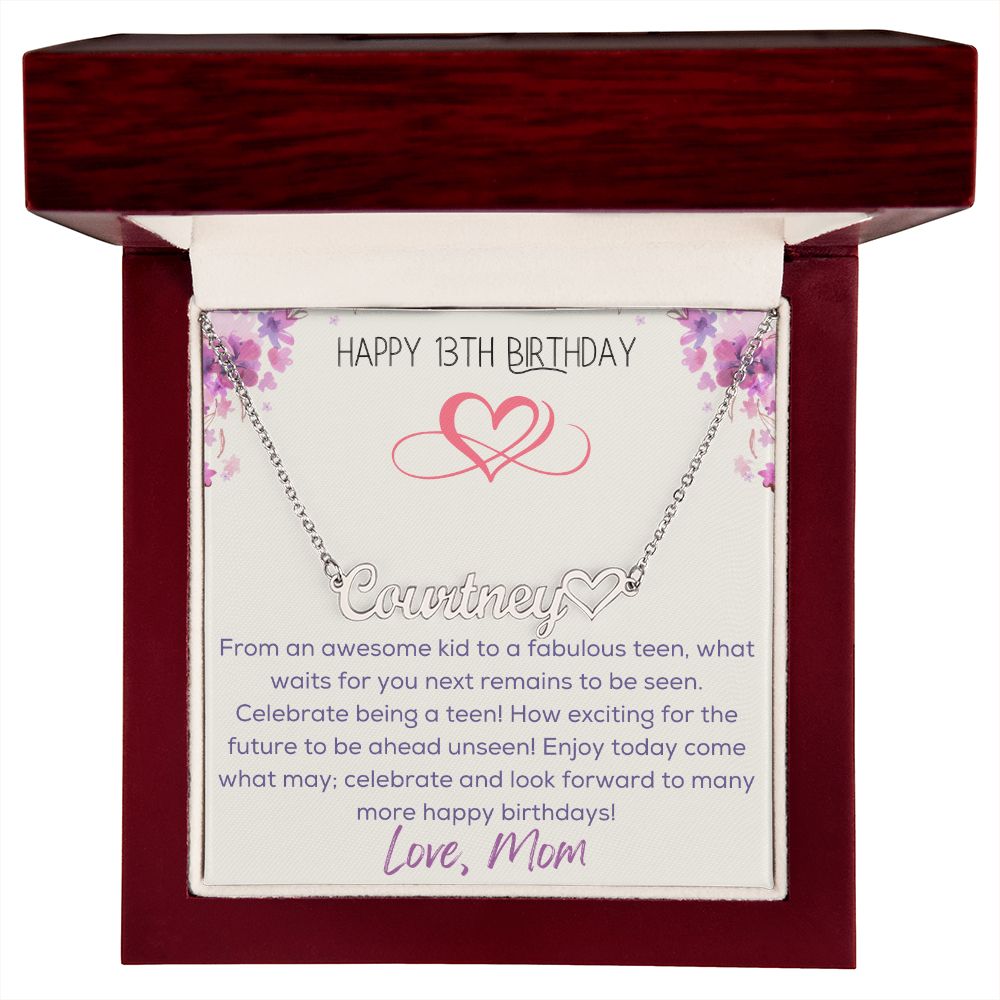 Heart Name Necklace - Happy 13th Birthday